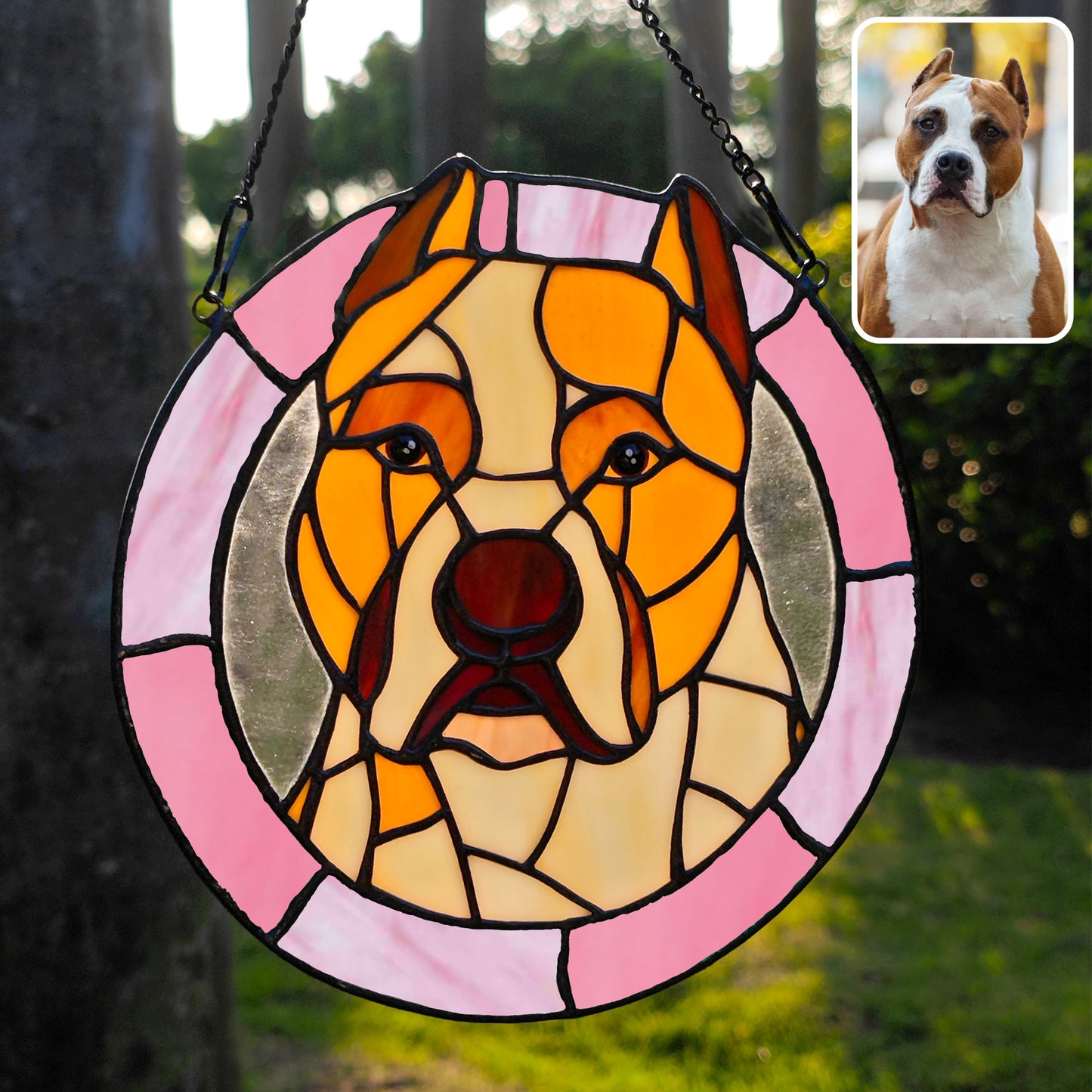 Custom Stained Glass Pet Portrait , Stained Glass Dog Cat Memorial Gift , Handmade Pet Suncatcher , Custom Pet Loss Gift , Pet Lover Decor