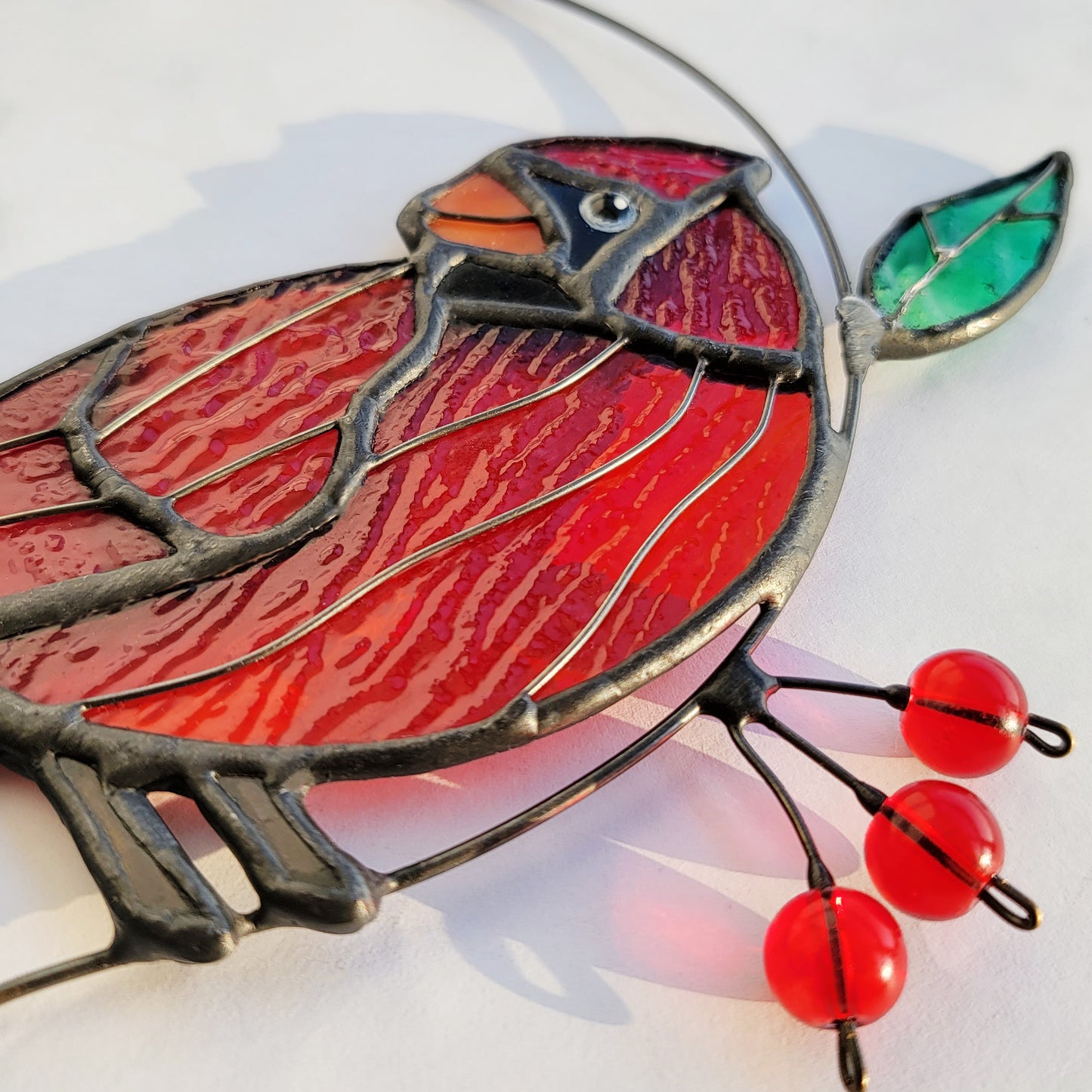 Stained glass cardinal,Custom stained glass cardinal memorial ornament,Cardinal gifts,Cardinal Lover Gift,window hangings,Bereavement gift