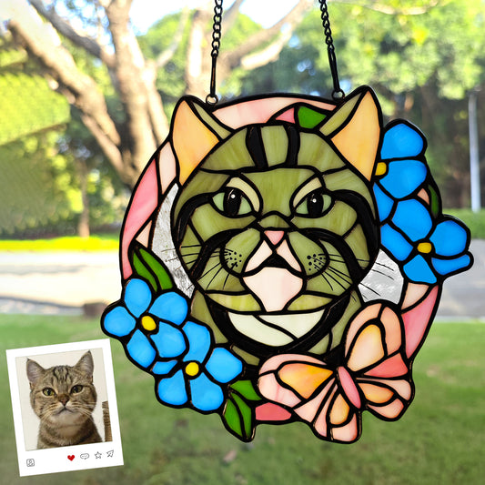 Custom Pet Portrait Stained Glass Suncatcher, Stained Glass Dog Memorial, Custom Dog Portrait from Photo, Pet Memorial Gift, Sympathy Gifts