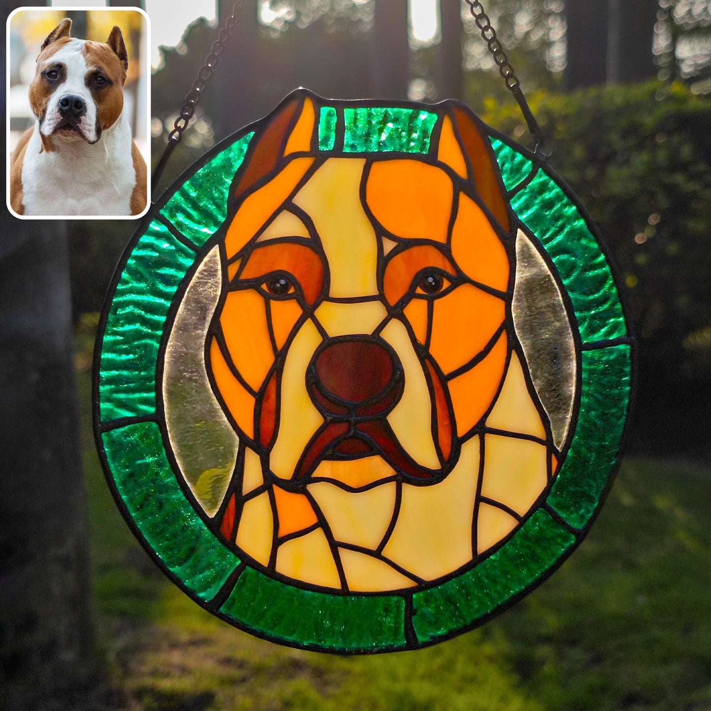 Custom Stained Glass Pet Portrait , Stained Glass Dog Cat Memorial Gift , Handmade Pet Suncatcher , Custom Pet Loss Gift , Pet Lover Decor