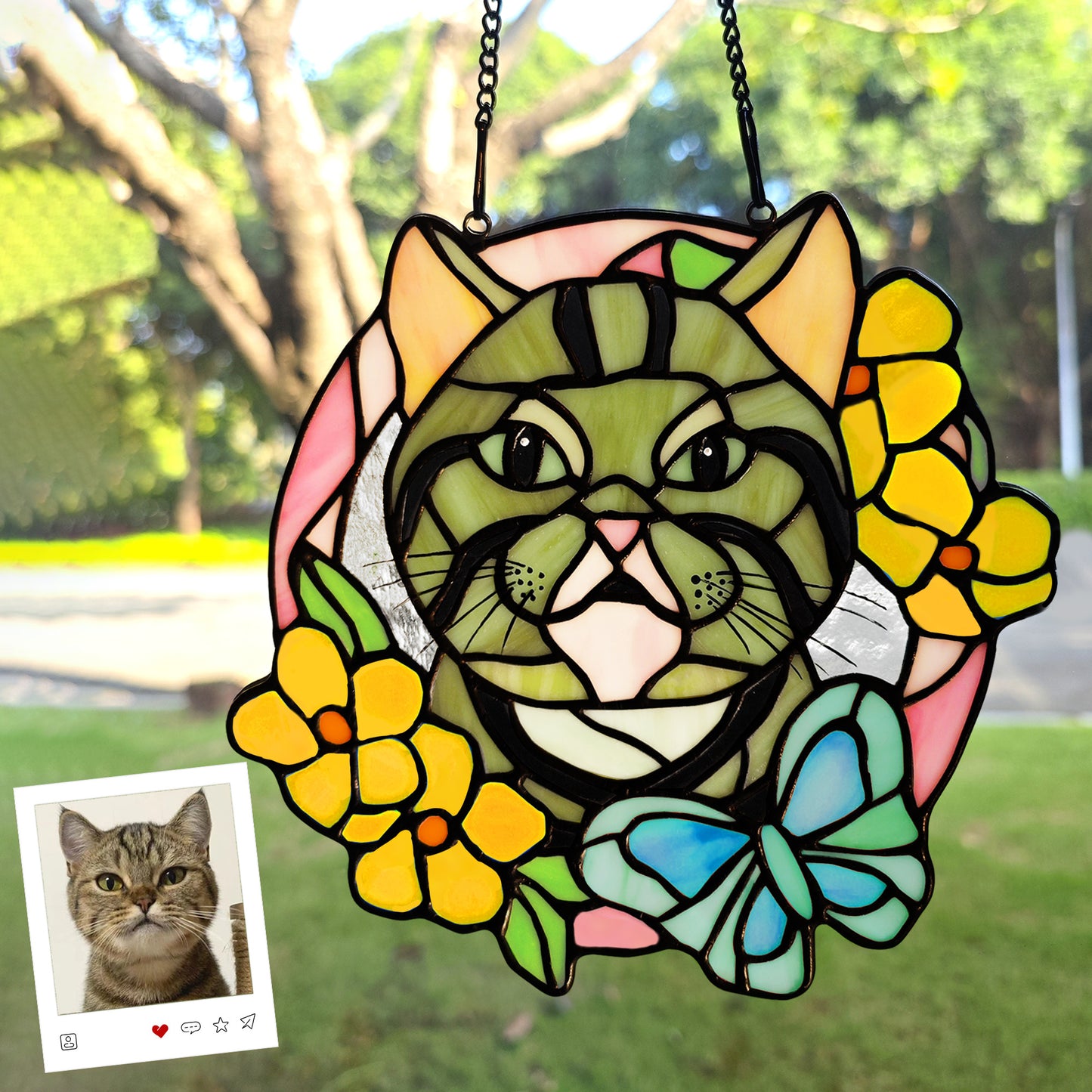 Custom Pet Portrait Stained Glass Suncatcher, Stained Glass Dog Memorial, Custom Dog Portrait from Photo, Pet Memorial Gift, Sympathy Gifts