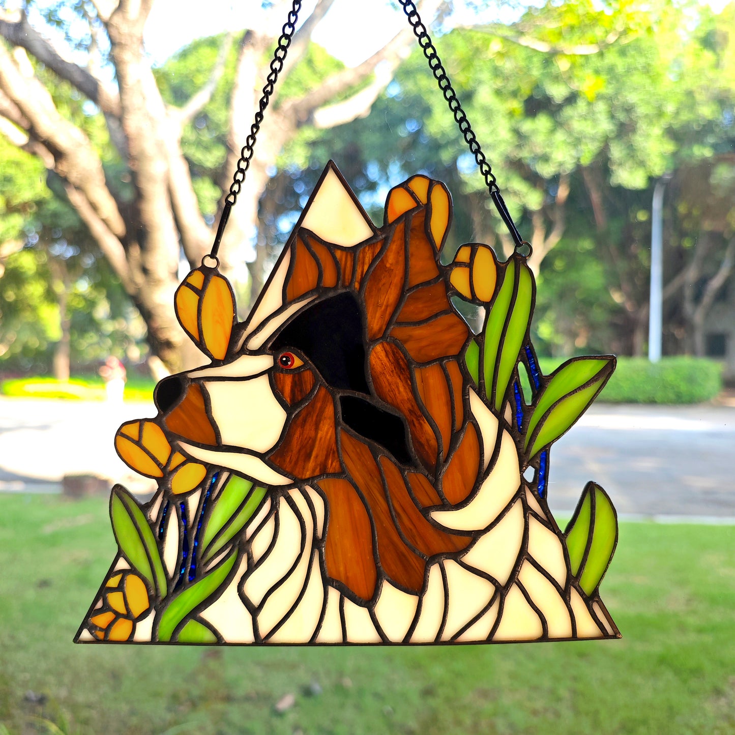 Custom Dog Portrait from Photo Suncatcher, Cat SunCatcher Memorial, Stained Glass Pet Memorial, Personalized Pet Memorial Gifts