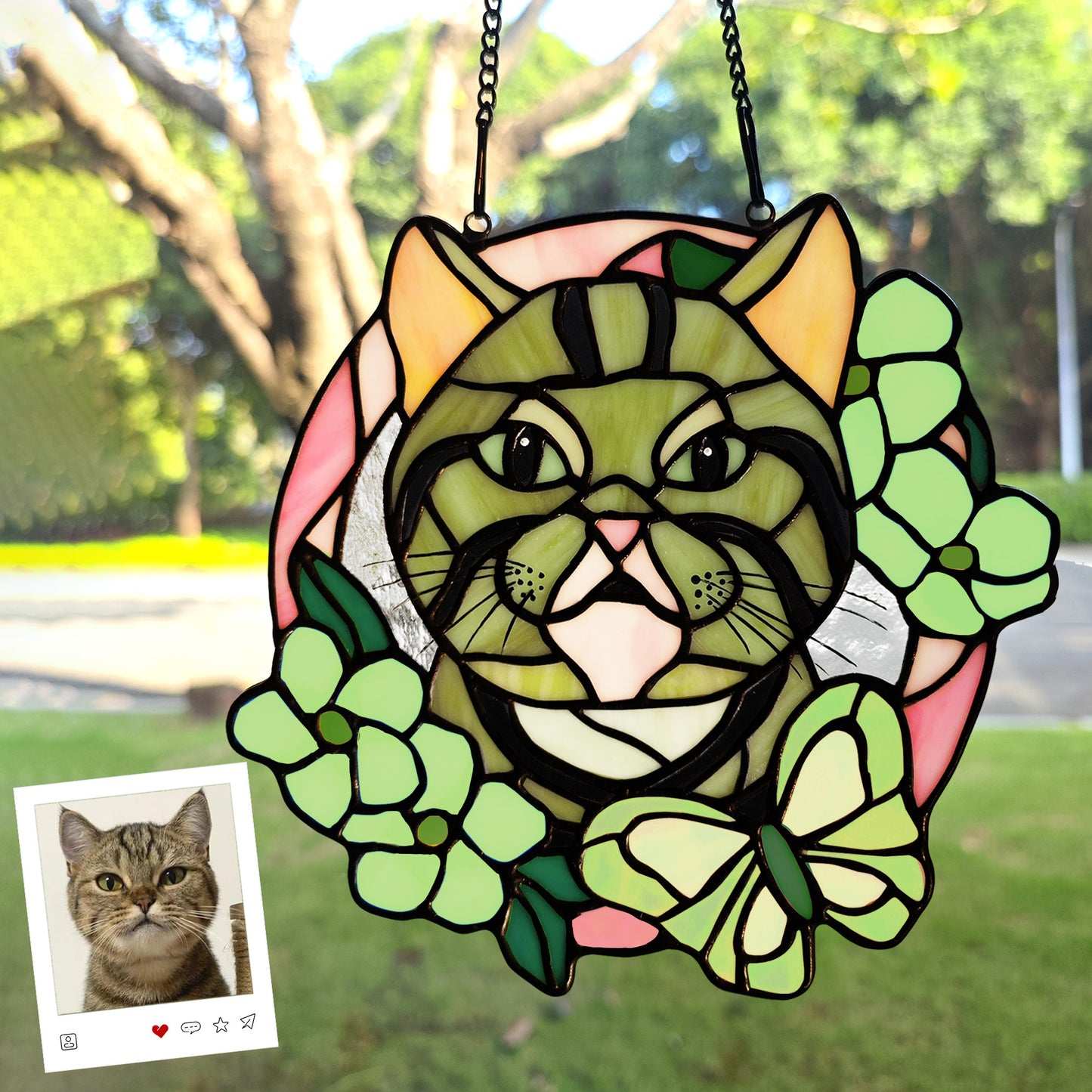 Custom Pet Portrait Stained Glass Suncatcher, Stained Glass Dog Memorial, Custom Dog Portrait from Photo, Pet Memorial Gift, Sympathy Gifts