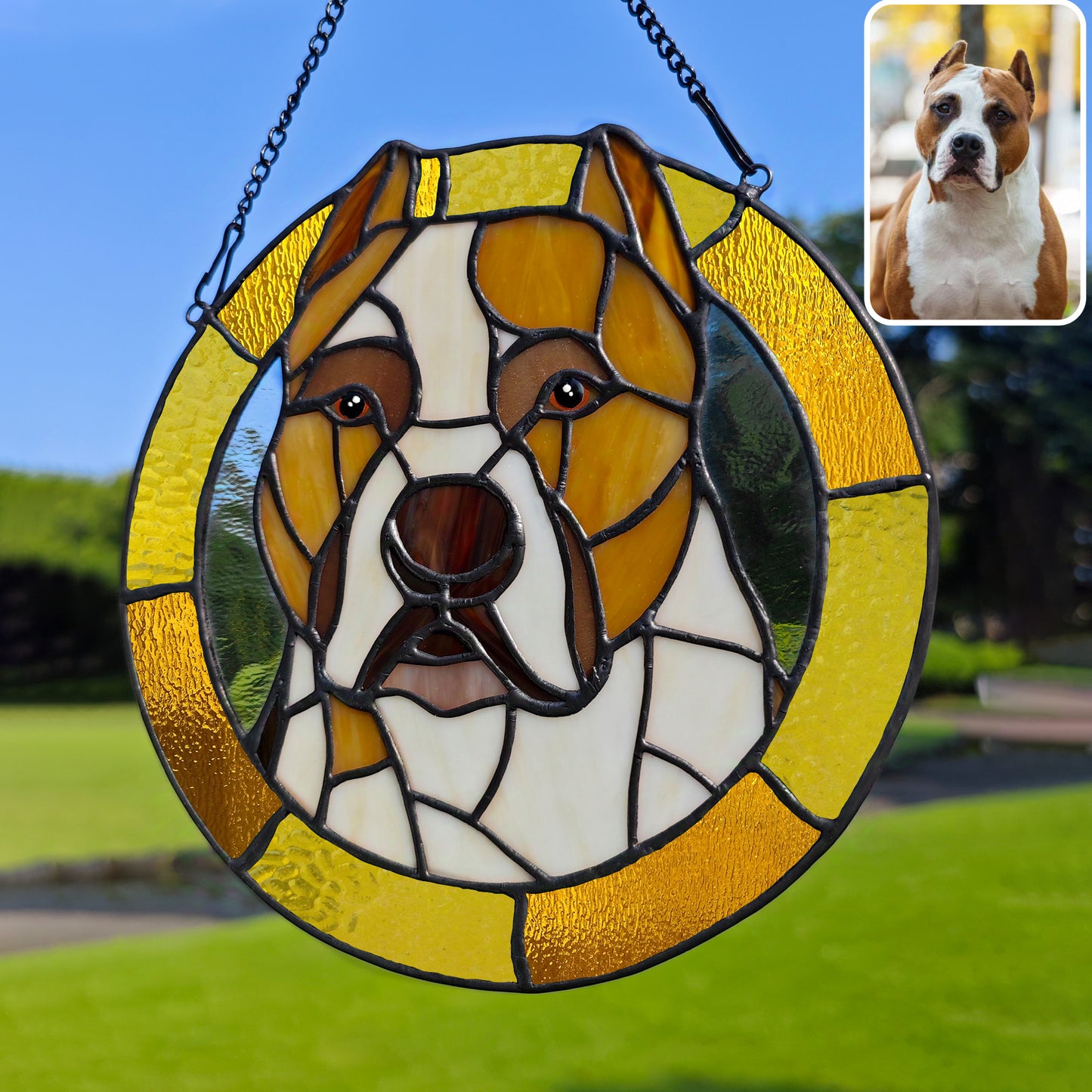 Custom Stained Glass Pet Portrait , Stained Glass Dog Cat Memorial Gift , Handmade Pet Suncatcher , Custom Pet Loss Gift , Pet Lover Decor