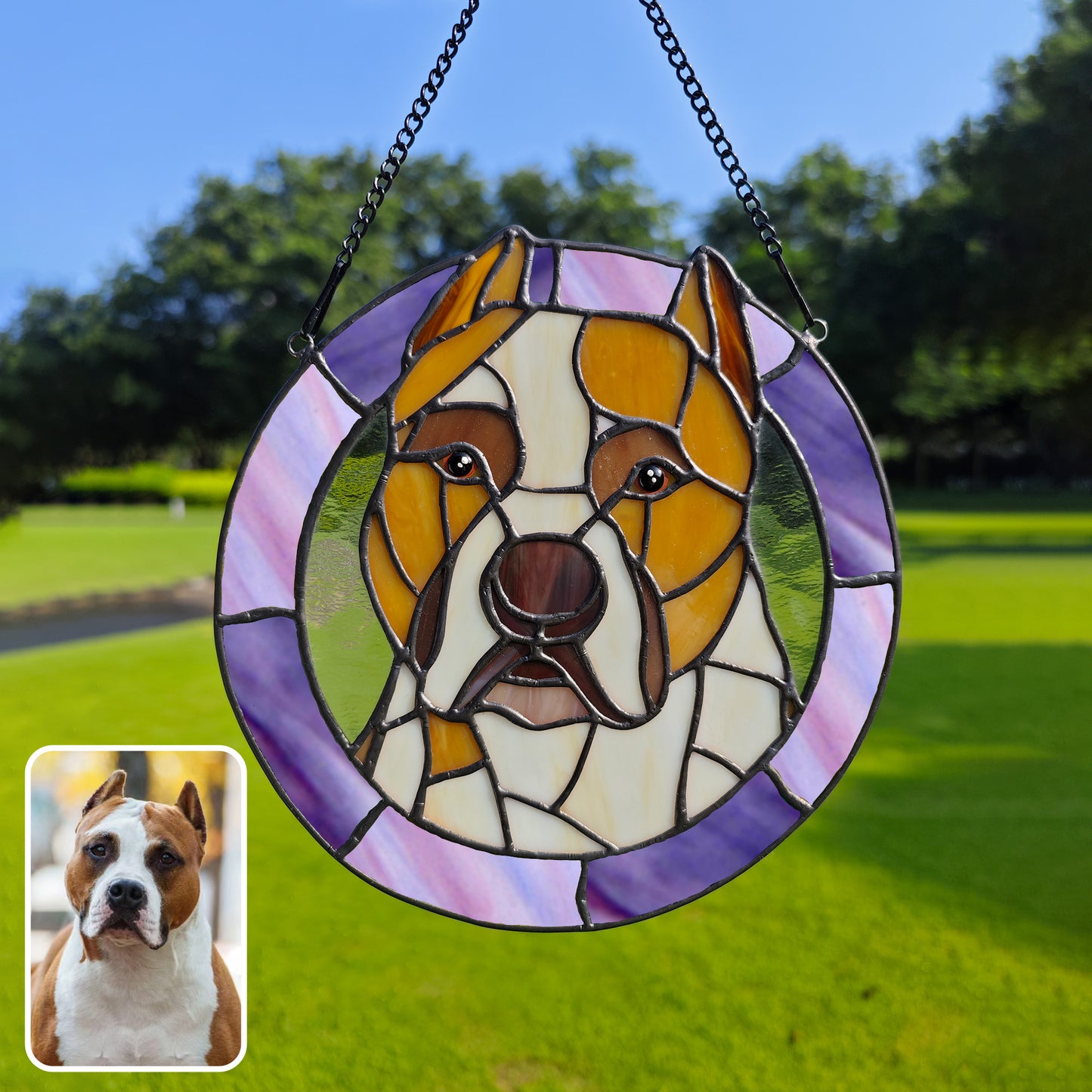 Custom Stained Glass Pet Portrait , Stained Glass Dog Cat Memorial Gift , Handmade Pet Suncatcher , Custom Pet Loss Gift , Pet Lover Decor