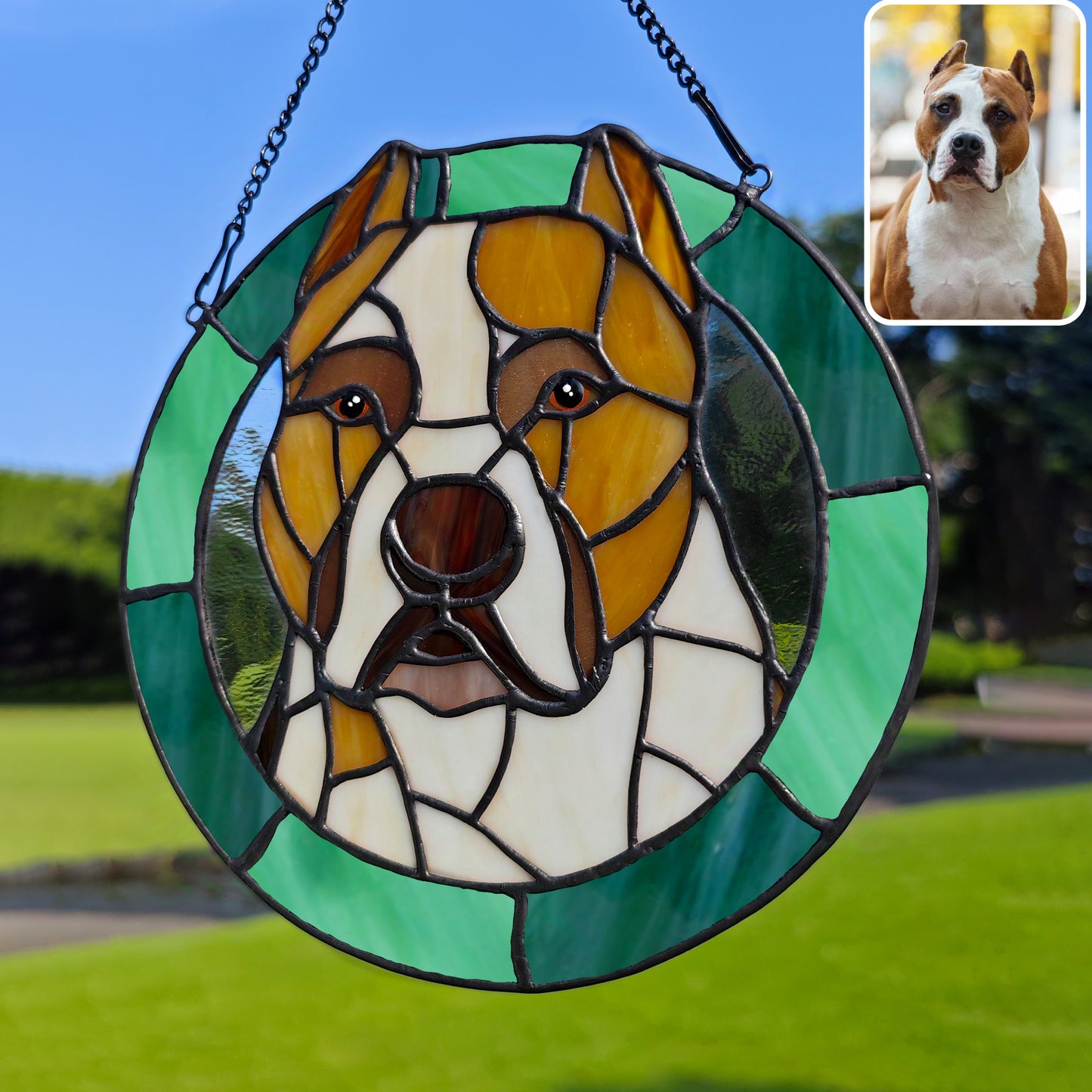 Custom Stained Glass Pet Portrait , Stained Glass Dog Cat Memorial Gift , Handmade Pet Suncatcher , Custom Pet Loss Gift , Pet Lover Decor