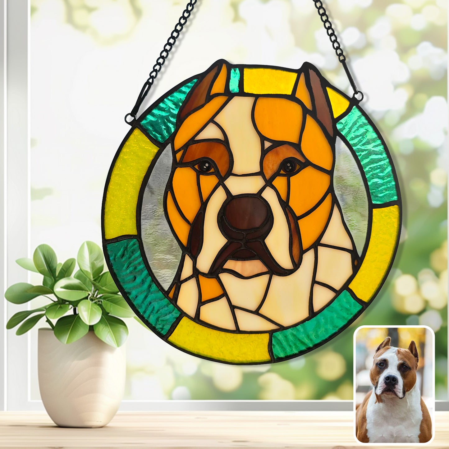 Custom Stained Glass Pet Portrait , Stained Glass Dog Cat Memorial Gift , Handmade Pet Suncatcher , Custom Pet Loss Gift , Pet Lover Decor